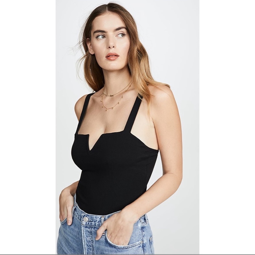 Free People Pippa V-Wire Bodysuit Black Sexy